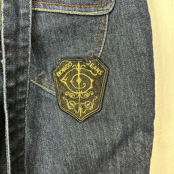 Bongo Dark Wash Cotton Blend Denim Suspender Capris Size 8F - Picture 4 of 13